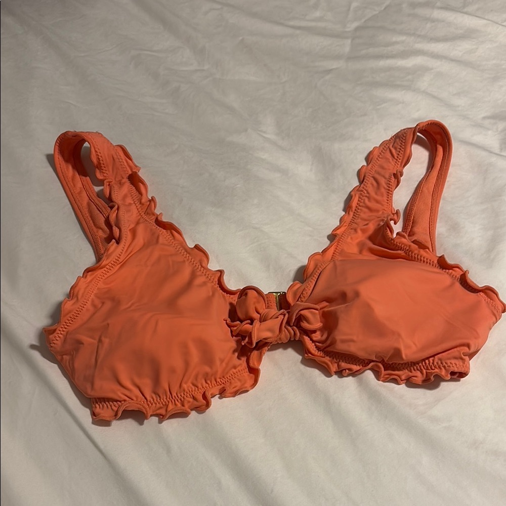 Ruffled Coral Bikini Top
